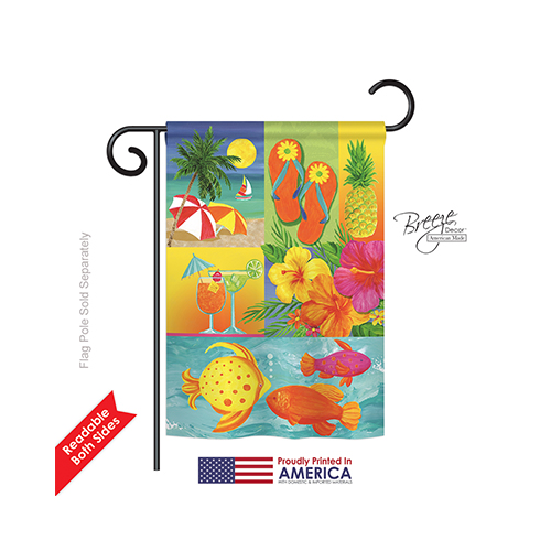56067 Summer Tropical Collage 2-Sided Impression Garden Flag - 13 x 18.5 in.