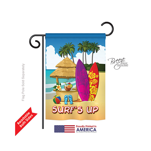 56070 Summer Surfs Up Hut 2-Sided Impression Garden Flag - 13 x 18.5 in.