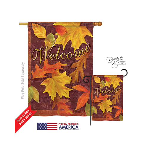 13047 Harvest & Autumn Fall Leaves 2-Sided Vertical Impression House Flag - 28 x 40 in.