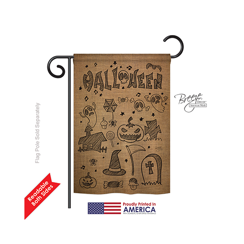 62061 Halloween Halloween Doodles 2-Sided Impression Garden Flag