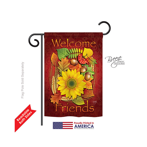 63040 Harvest & Autumn Welcome Friends Fall 2-Sided Impression Garden Flag - 13 x 18.5 in.