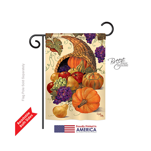 63041 Harvest & Autumn Cornucopia 2-Sided Impression Garden Flag - 13 x 18.5 in.