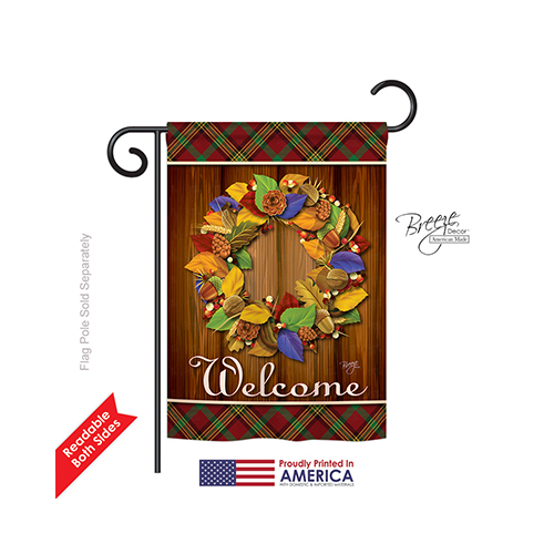 63036 Thanksgiving Fall Wreath 2-Sided Impression Garden Flag - 13 x 18.5 in.