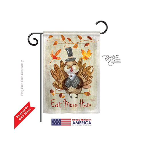 63056 Thanksgiving Eat More 2-Sided Impression Garden Flag - 13 x 18.5 in.