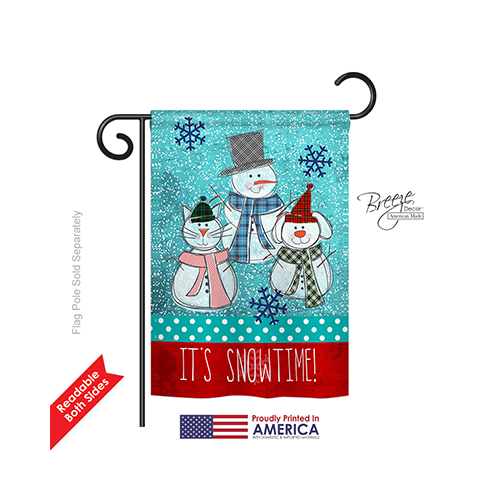 64110 Winter Its Snowtime 2-Sided Impression Garden Flag - 13 x 18.5 in.