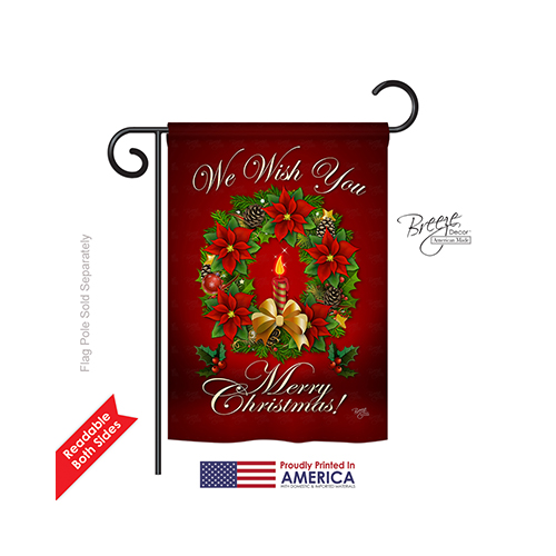 64003 Christmas We Wish You 2-Sided Impression Garden Flag - 13 x 18.5 in.