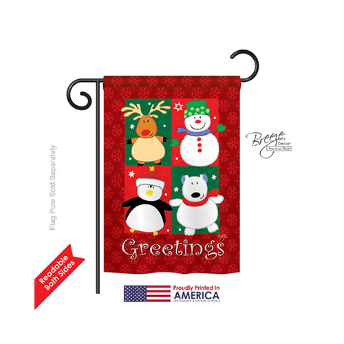 Christmas Pals Greetings 2-Sided Impression Garden Flag - 13 x 18.5 in.