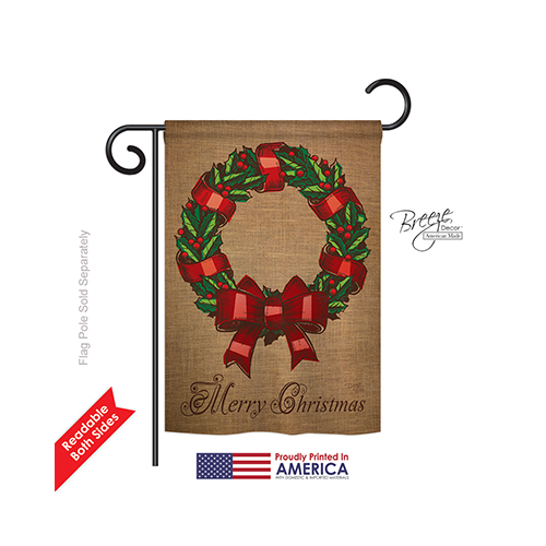 64108 Christmas Wreath 2-Sided Impression Garden Flag - 13 x 18.5 in.