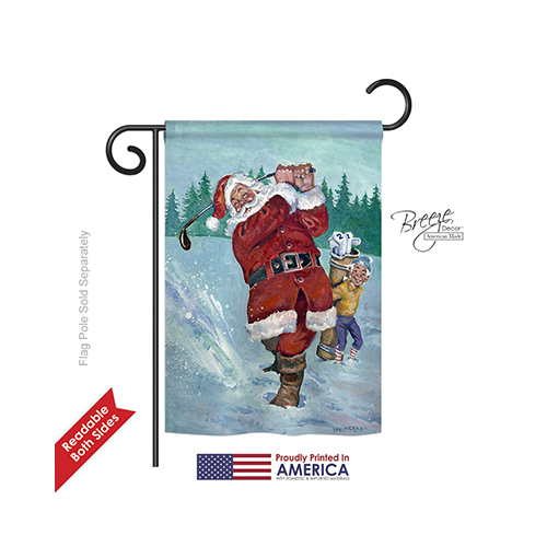 64121 Christmas Snow Golfing Santa 2-Sided Impression Garden Flag