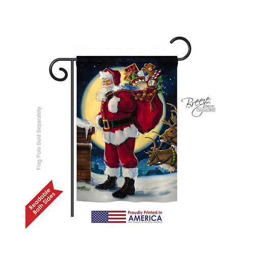 64131 Christmas Moonlit Santa 2-Sided Impression Garden Flag - 13 x 18.5 in.