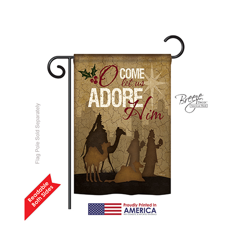 64111 Nativity Let Us Adore Him 2-Sided Impression Garden Flag - 13 x 18.5 in.