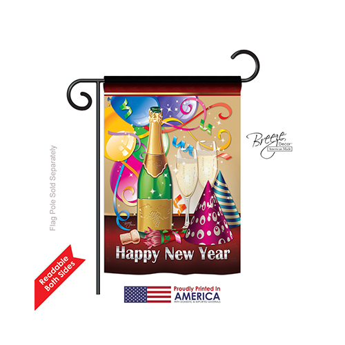 66008 New Year Happy New Year 2-Sided Impression Garden Flag - 13 x 18.5 in.
