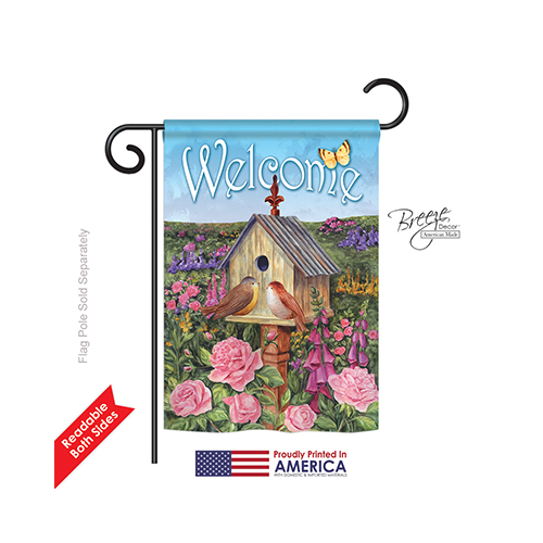 50049 Welcome Bird House 2-Sided Impression Garden Flag - 13 x 18.5 in.