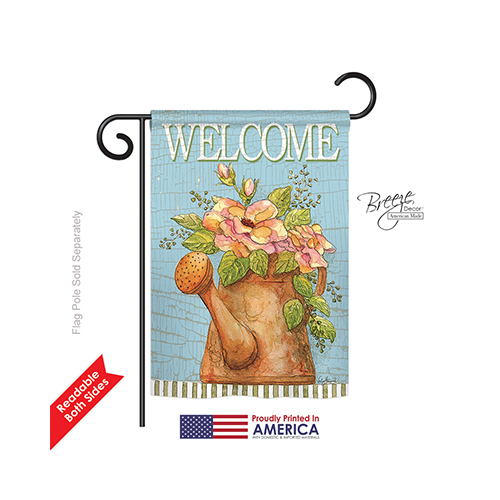 50051 Welcome Watering Can 2-Sided Impression Garden Flag - 13 x 18.5 in.