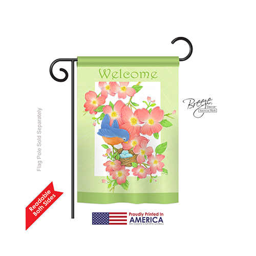 50054 Welcome Blue Bird Welcome 2-Sided Impression Garden Flag - 13 x 18.5 in.