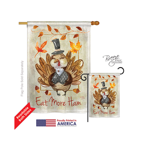 13056 Thanksgiving Eat More 2-Sided Vertical Impression House Flag - 28 x 40 in.