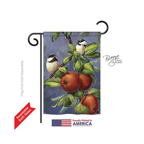 55034 Birds Chickadees & Apples 2-Sided Impression Garden Flag - 13 x 18.5 in.