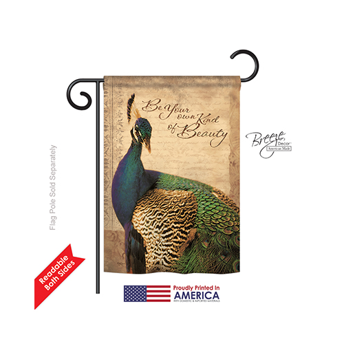 55043 Birds Peacock 2-Sided Impression Garden Flag - 13 x 18.5 in.