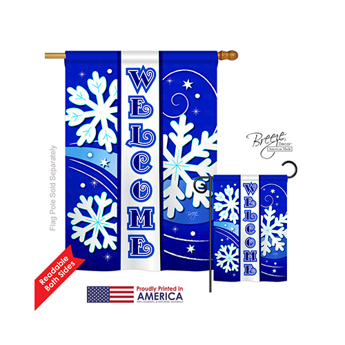 14074 Winter Welcome Winter 2-Sided Vertical Impression House Flag - 28 x 40 in.