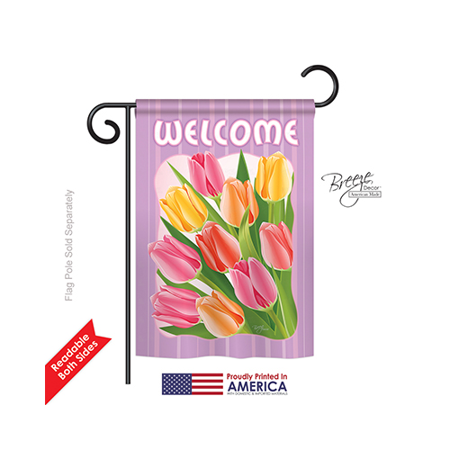 54066 Welcome Tulips 2-Sided Impression Garden Flag 13 x 18.5 in.