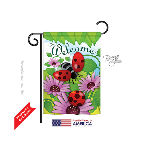 54071 Welcome Ladybug 2-Sided Impression Garden Flag - 13 x 18.5 in.