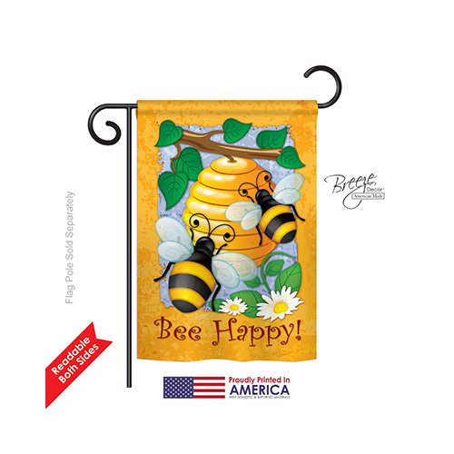 54077 Bee Happy 2-Sided Impression Garden Flag - 13 x 18.5 in.