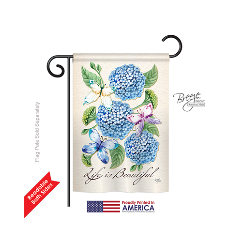 54081 Life is Beautiful Hydrangeas 2-Sided Impression Garden Flag - 13 x 18.5 in.