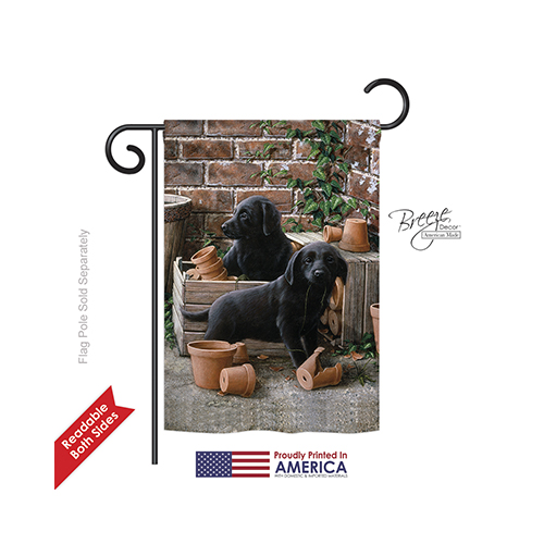 60007 Pets Black Lab Pups 2-Sided Impression Garden Flag - 13 x 18.5 in.