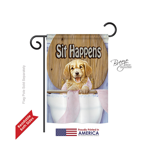 60008 Pets Sit Happens 2-Sided Impression Garden Flag - 13 x 18.5 in.