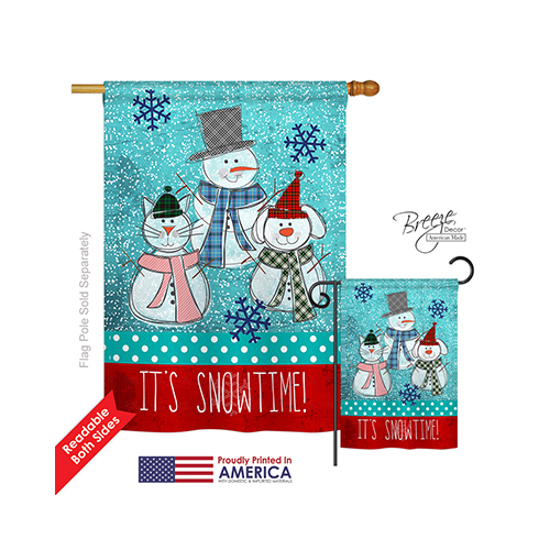 14110 Winter Its Snowtime 2-Sided Vertical Impression House Flag - 28 x 40 in.