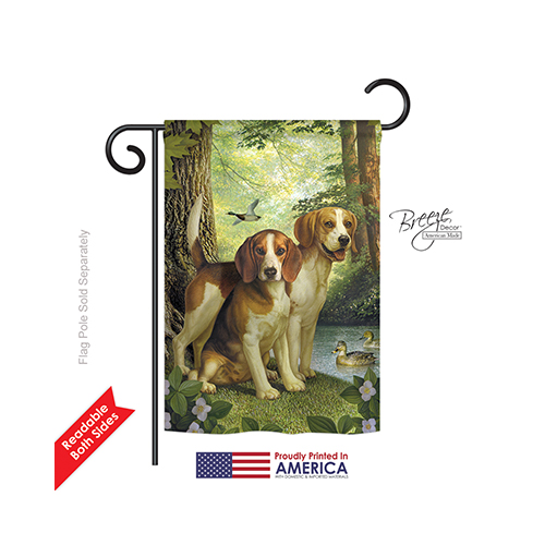 60068 Pets Beagles & Duck 2-Sided Impression Garden Flag - 13 x 18.5 in.