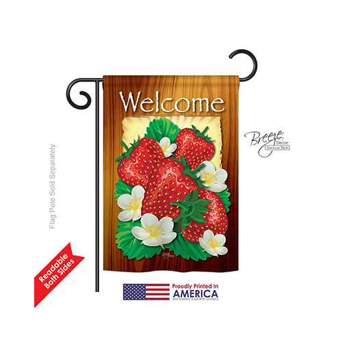 67023 Welcome Strawberries 2-Sided Impression Garden Flag - 13 x 18.5 in.