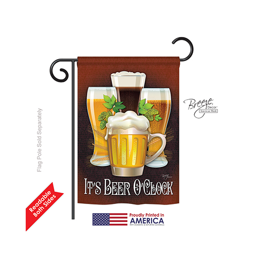67028 Its Beer O Clock 2-Sided Impression Garden Flag - 13 x 18.5 in.