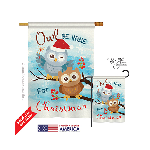 14004 Christmas Owl Xmas 2-Sided Vertical Impression House Flag - 28 x 40 in.