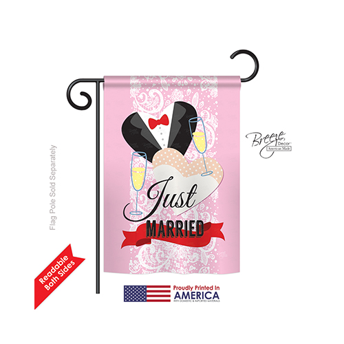 65102 Just Married 2-Sided Impression Garden Flag 13 x 18.5 in.
