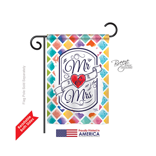 65112 Mr & Mrs 2-Sided Impression Garden Flag - 13 x 18.5 in.