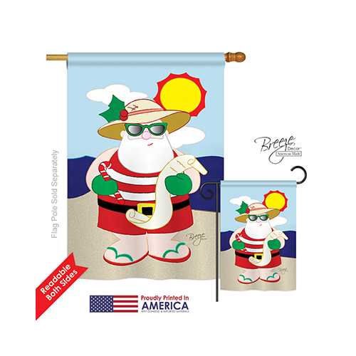 14062 Christmas Tropical Santa 2-Sided Vertical Impression House Flag - 28 x 40 in.