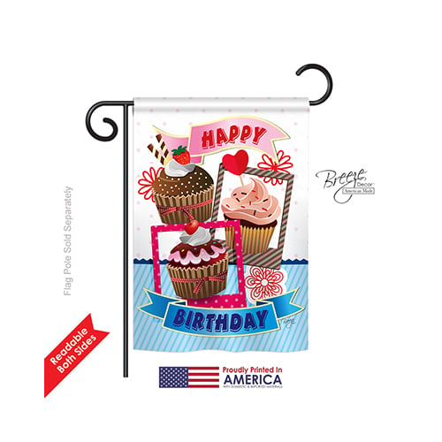 65096 Party & Celebratio Birthday Cupcake 2-Sided Impression Garden Flag