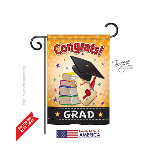 65064 School & Education Congrats Grad 2-Sided Impression Garden Flag