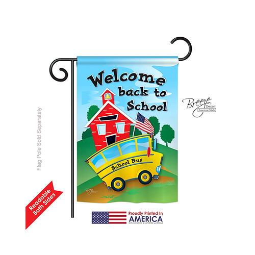 65090 School & Education School Bus 2-Sided Impression Garden Flag - 13 x 18.5 in.