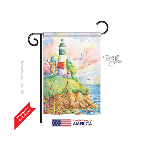 56064 Beach & Nautical Cliff Lighthouse 2-Sided Impression Garden Flag - 13 x 18.5 in.