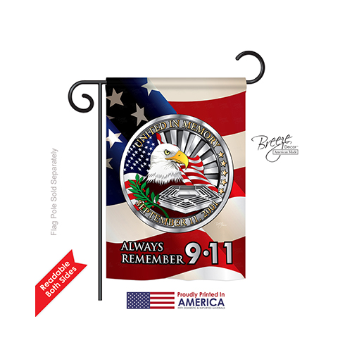 61063 Patriotic Always Remember 9 11 2-Sided Impression Garden Flag - 13 x 18.5 in.