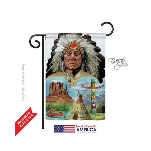 61064 Patriotic Native American 2-Sided Impression Garden Flag - 13 x 18.5 in.