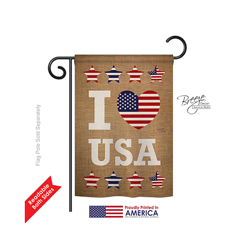 61067 Patriotic I Love USA 2-Sided Impression Garden Flag - 13 x 18.5 in.