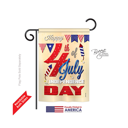 61008 Fourth of July Happy 4th 2-Sided Impression Garden Flag - 13 x 18.5 in.