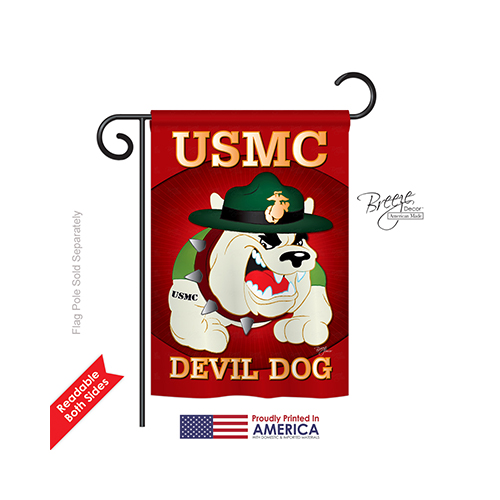 58052 Military Devil Dog 2-Sided Impression Garden Flag - 13 x 18.5 in.