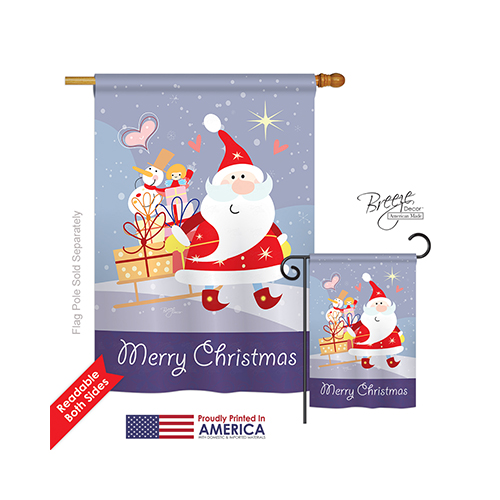 14089 Christmas Santas Star 2-Sided Vertical Impression House Flag - 28 x 40 in.