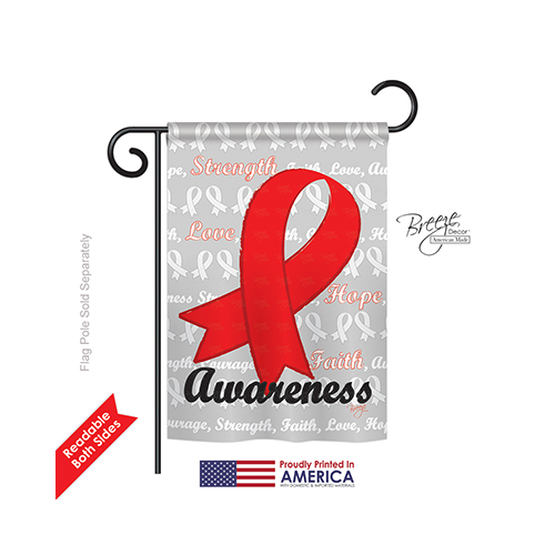65081 Red Ribbon 2-Sided Impression Garden Flag - 13 x 18.5 in.