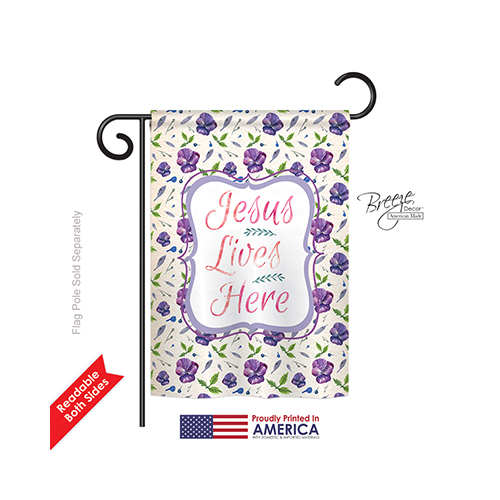 53002 Jesus Lives Here 2-Sided Impression Garden Flag - 13 x 18.5 in.