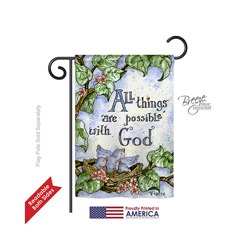 65110 All Things Are Possible with God 2-Sided Impression Garden Flag - 13 x 18.5 in.